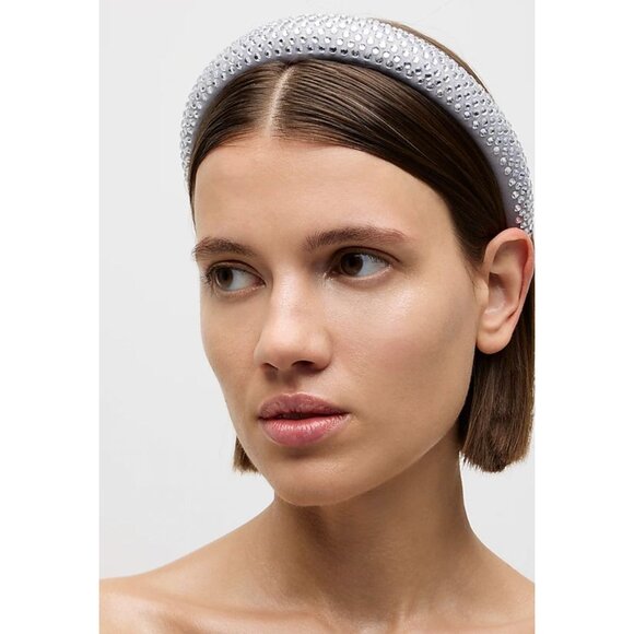 J CREW Silver Mirror Rhinestone Studded Headband NEW - Picture 1 of 2